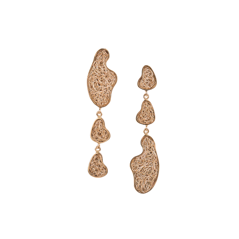 Sculpture Asymmetrical Statement Gold Earrings