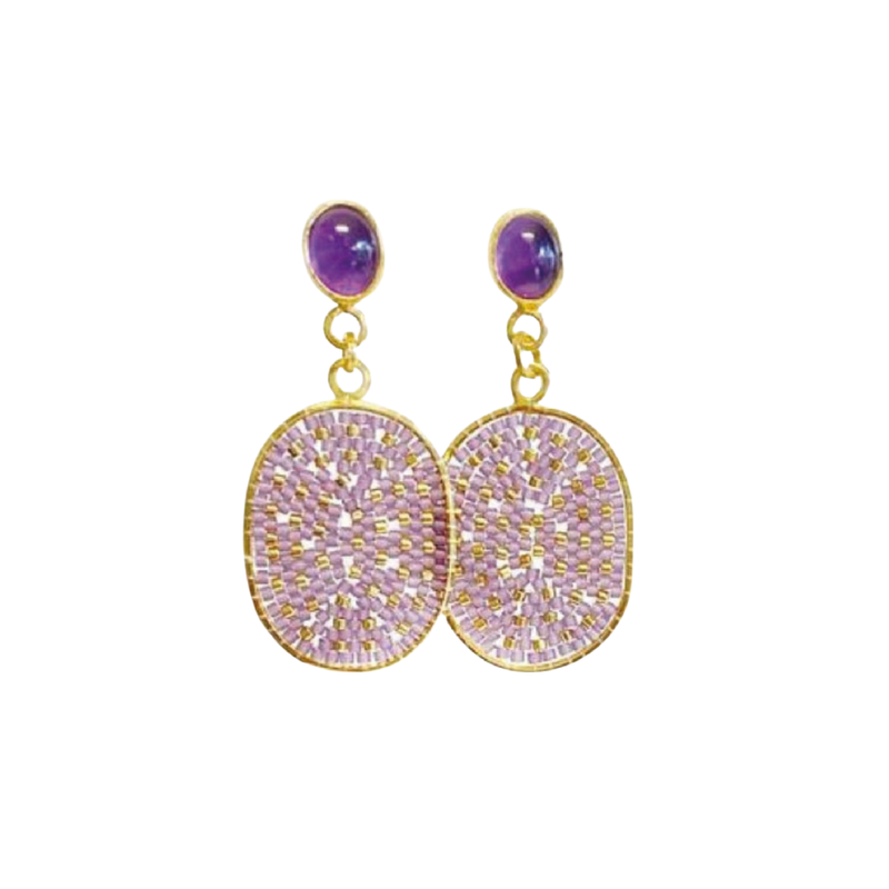 Amethyst Oval Earrings - Vösh Design