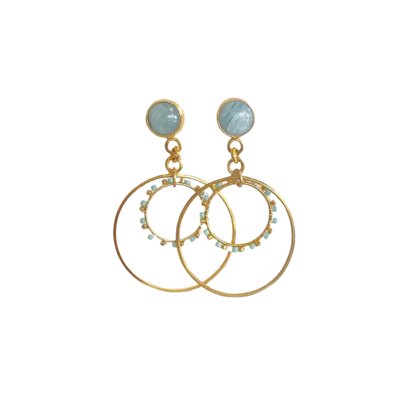 Aquamarine Dangle Earrings - Vösh Design Pendientes