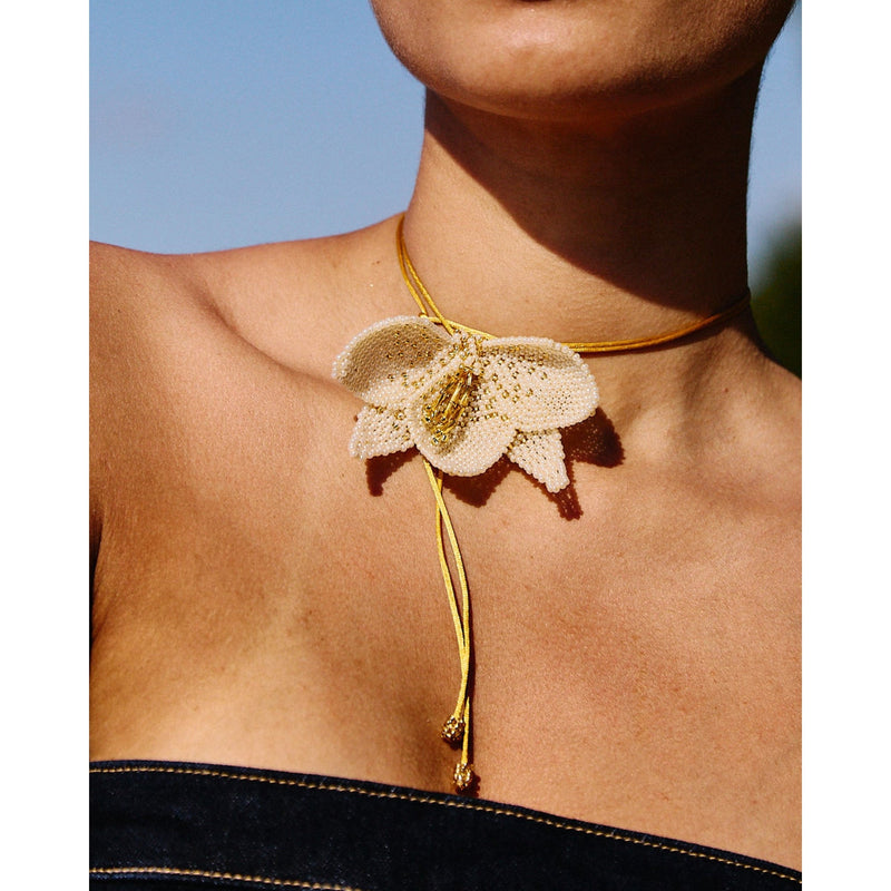 Orchid Necklace (Gold Cord)