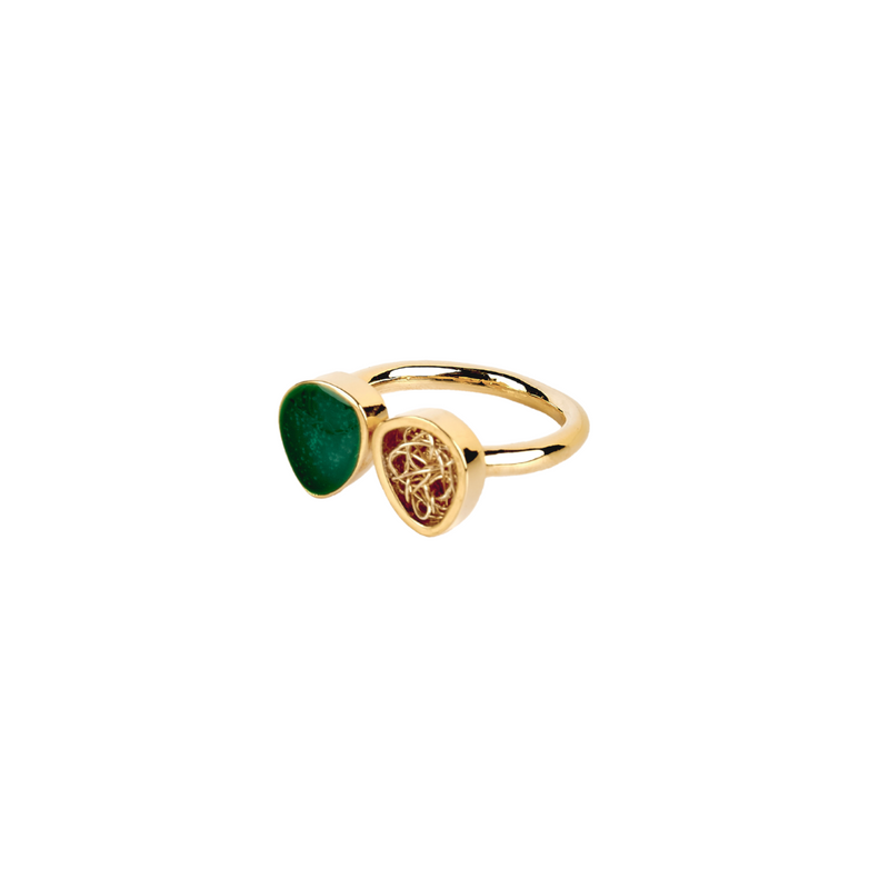 adjustable ring with crochet appliques and  enamel