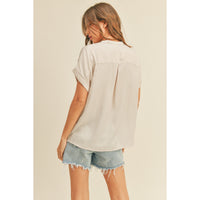 Blusa V-neck fluida off white