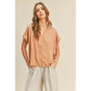 Blusa V-neck fluida camel