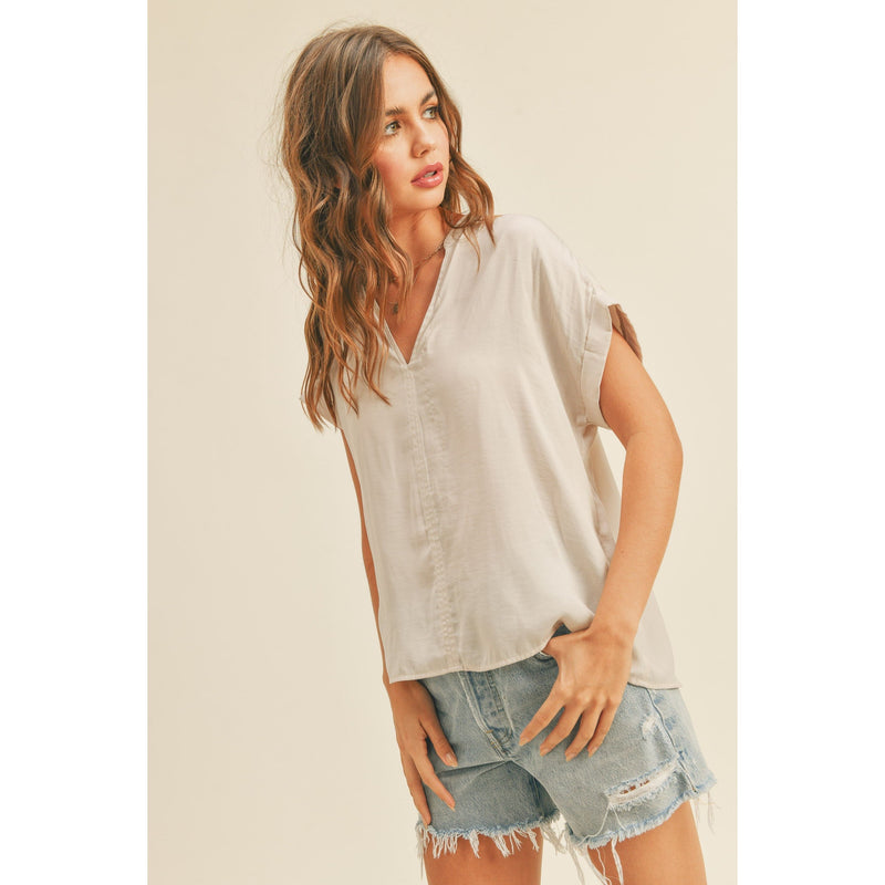 Blusa V-neck fluida off white