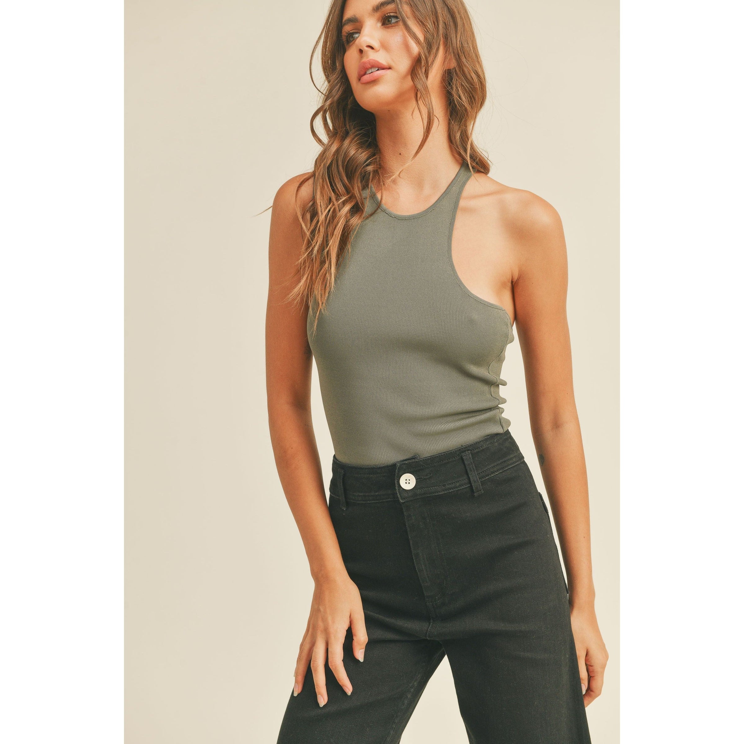 Top Backless Olive